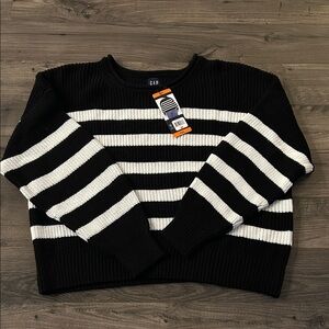 GAP Monochrome Striped Knit Sweater